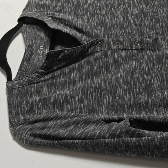 TALBOTS Heathered Grey Button Split Neck Three-Quarter Sleeve Size Medium - Picture 9 of 14